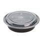 Wholesale 24oz PP Plastic Microwavable Round Food Containers & Lids Black - 150 ct