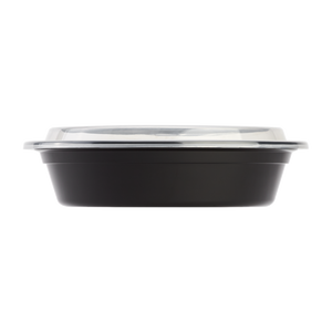 Wholesale 24oz PP Plastic Microwavable Round Food Containers & Lids Black - 150 ct