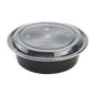 Wholesale 32oz PP Plastic Microwavable Round Food Containers & Lids Black - 150 ct