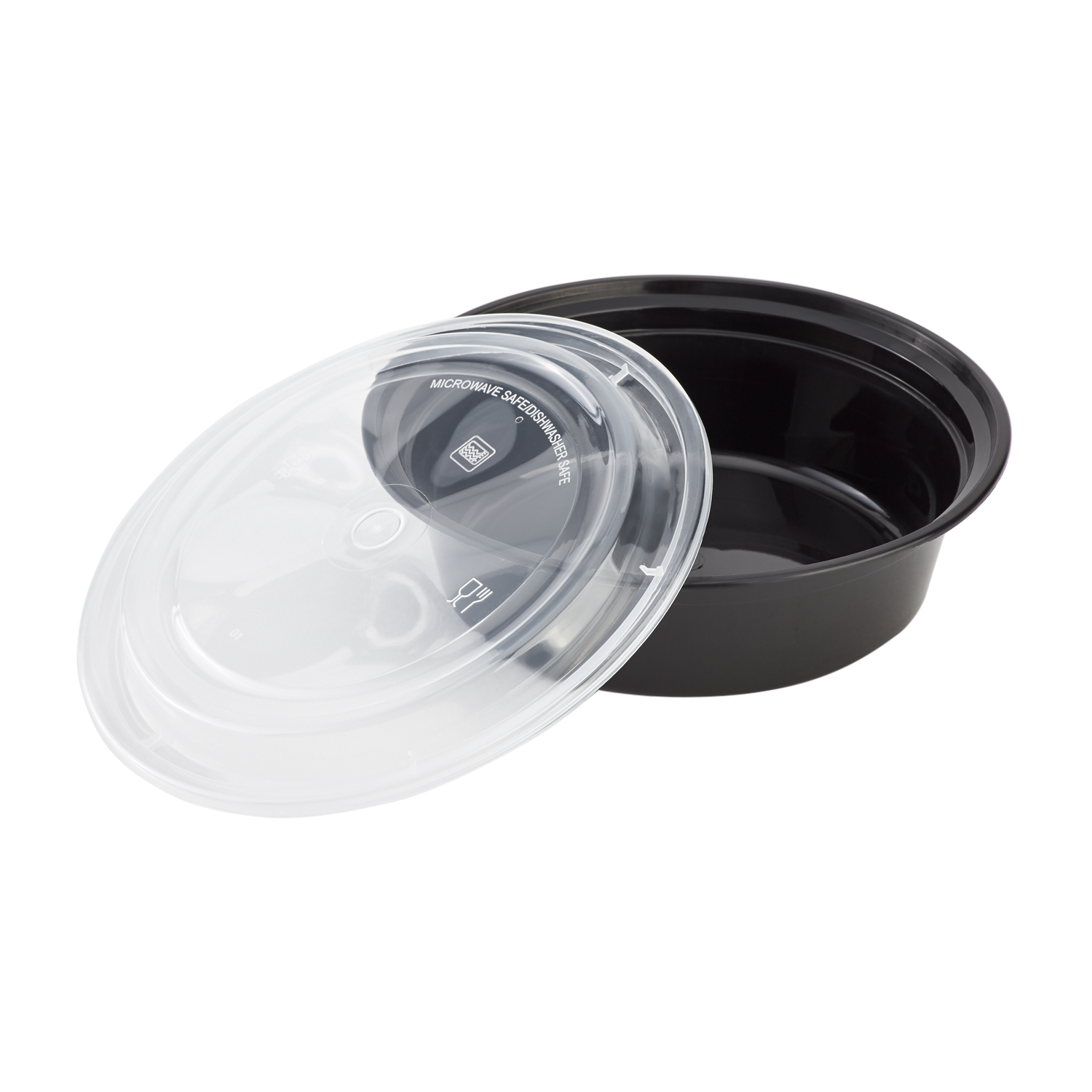 Wholesale 32oz PP Plastic Microwavable Round Food Containers & Lids Black - 150 ct