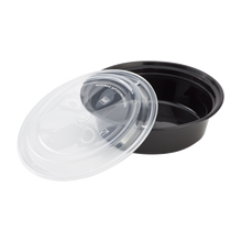 Load image into Gallery viewer, Wholesale 32oz PP Plastic Microwavable Round Food Containers &amp; Lids Black - 150 ct
