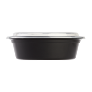 Wholesale 32oz PP Plastic Microwavable Round Food Containers & Lids Black - 150 ct