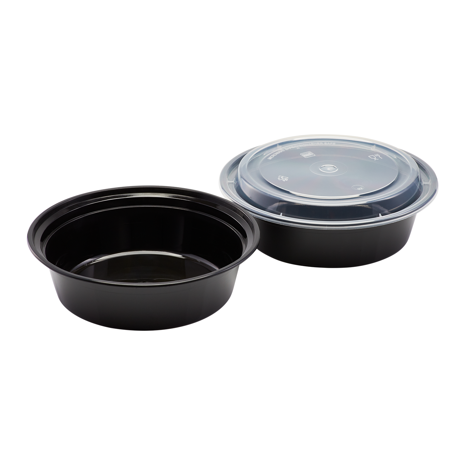 Wholesale 32oz PP Plastic Microwavable Round Food Containers & Lids Black - 150 ct