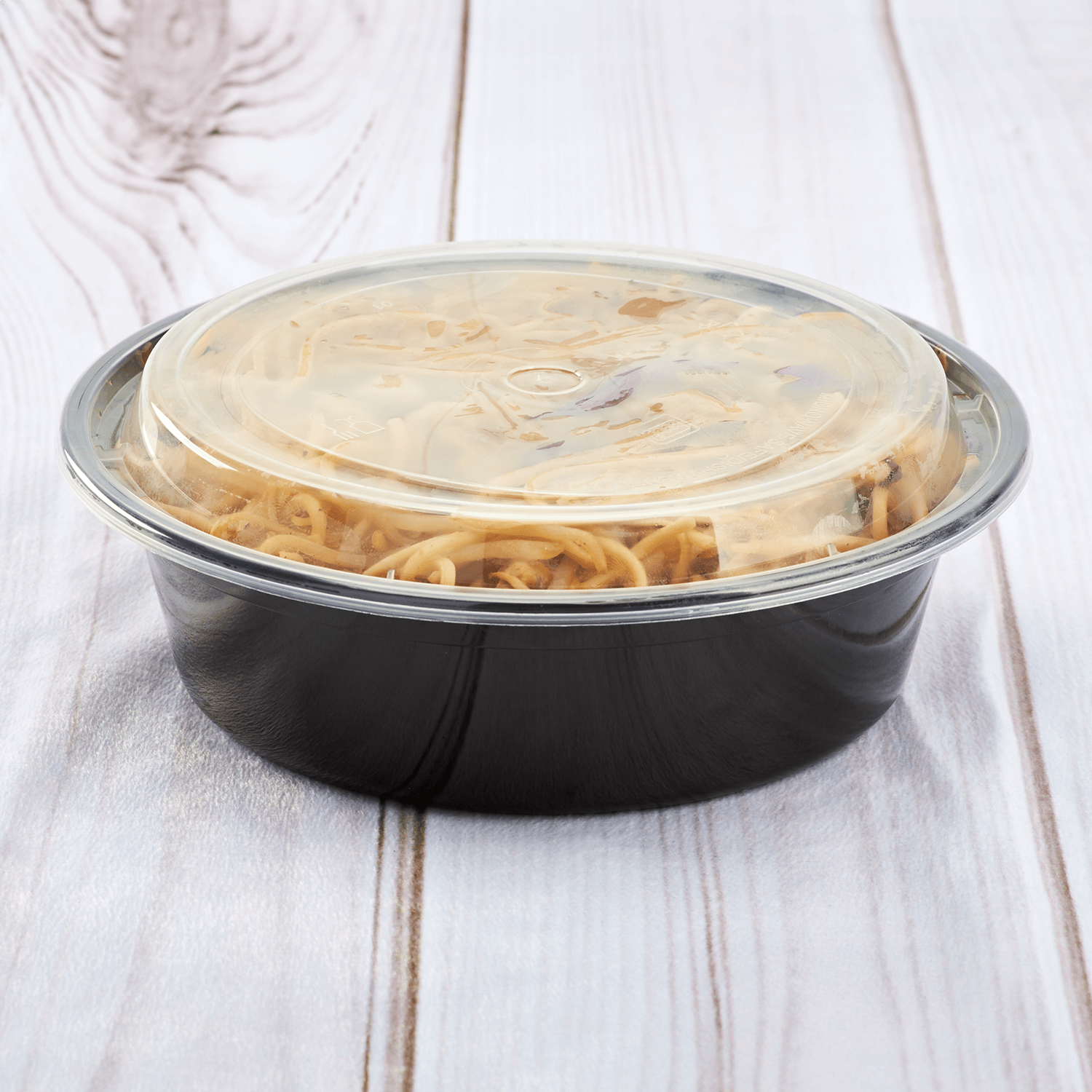 Wholesale 32oz PP Plastic Microwavable Round Food Containers & Lids Black - 150 ct