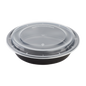 Wholesale 48oz PP Plastic Microwavable Round Food Containers & Lids Black - 150 ct