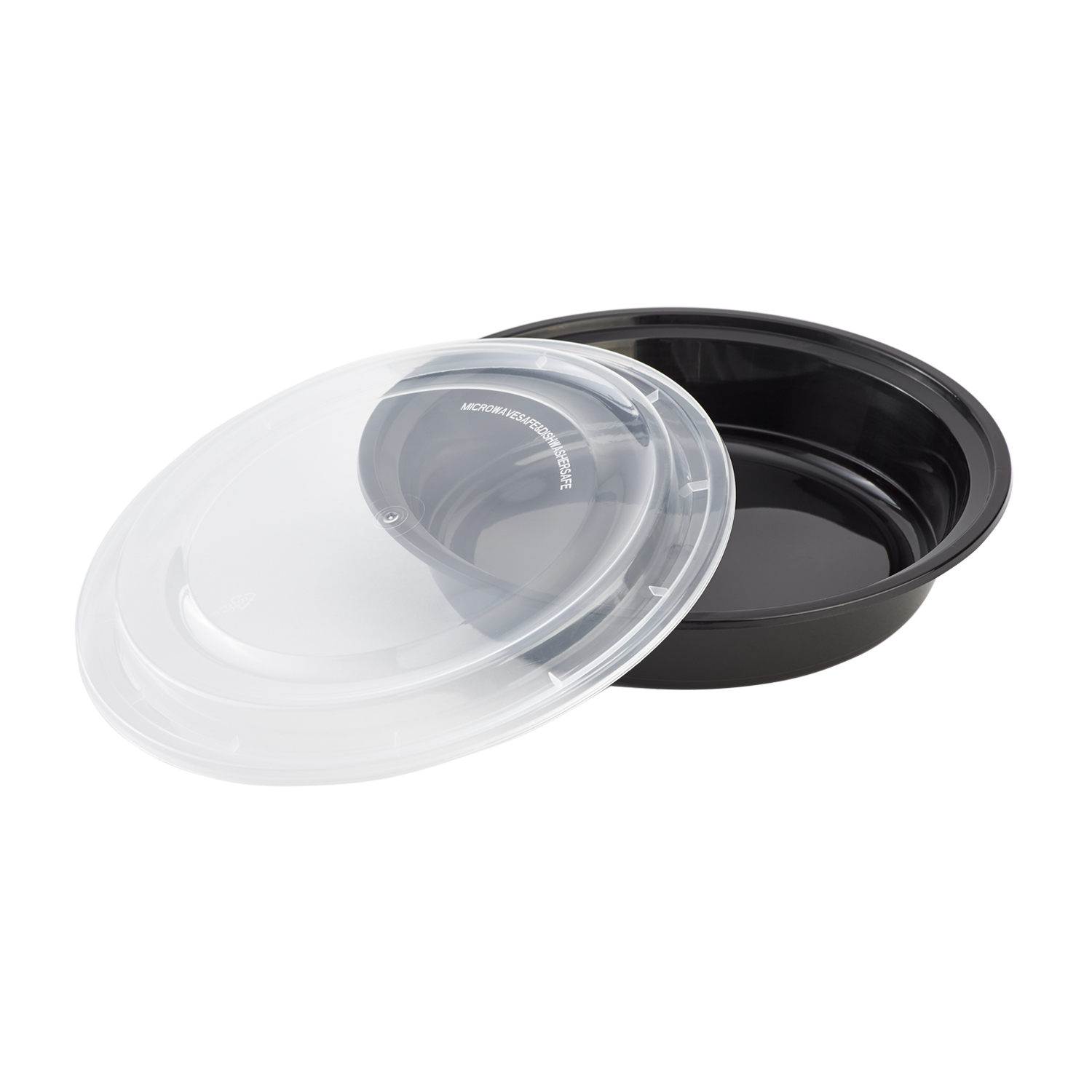 Wholesale 48oz PP Plastic Microwavable Round Food Containers & Lids Black - 150 ct