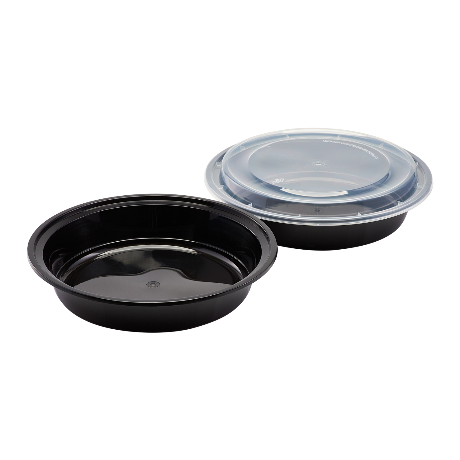 Wholesale 48oz PP Plastic Microwavable Round Food Containers & Lids Black - 150 ct