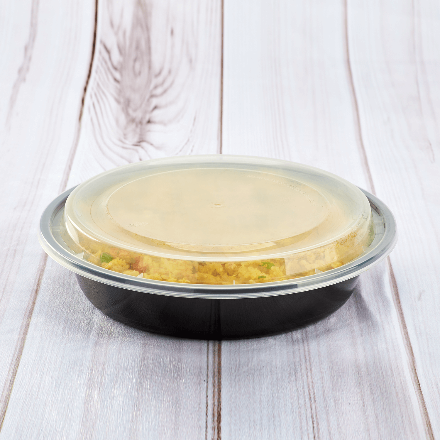 Wholesale 48oz PP Plastic Microwavable Round Food Containers & Lids Black - 150 ct