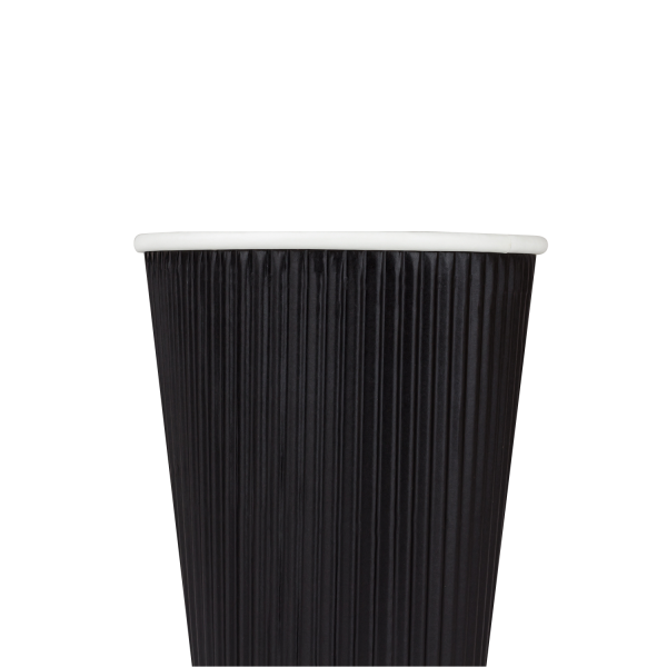 Wholesale 12oz Ripple Paper Hot Cups - Black (90mm) - 500 ct