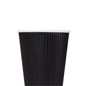 Wholesale 12oz Ripple Paper Hot Cups - Black (90mm) - 500 ct