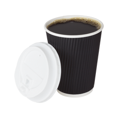 Wholesale 12oz Ripple Paper Hot Cups - Black (90mm) - 500 ct