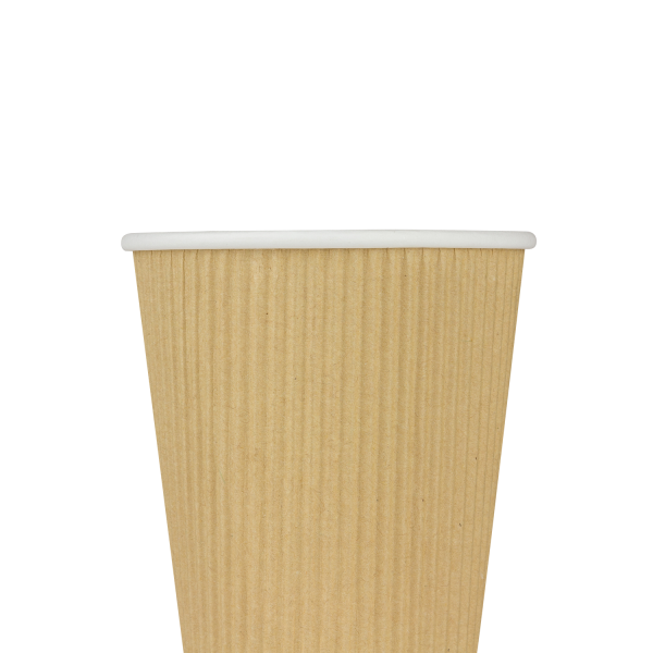 Wholesale 12oz Ripple Paper Hot Cups - Kraft (90mm) - 500 ct