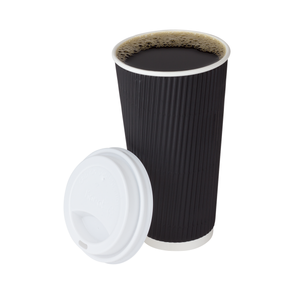 Wholesale 20oz Ripple Paper Hot Cups - Black (90mm) - 500 ct