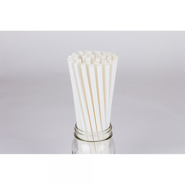 Wholesale 10.25" Eco-Friendly Giant Paper Straw (7mm) Wrapped - White - 1,200 ct