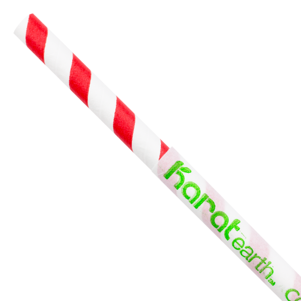 Wholesale 10.25" Eco-Friendly Giant Paper Spiral Straws (7mm) Wrapped - Red & White - 1,200 ct