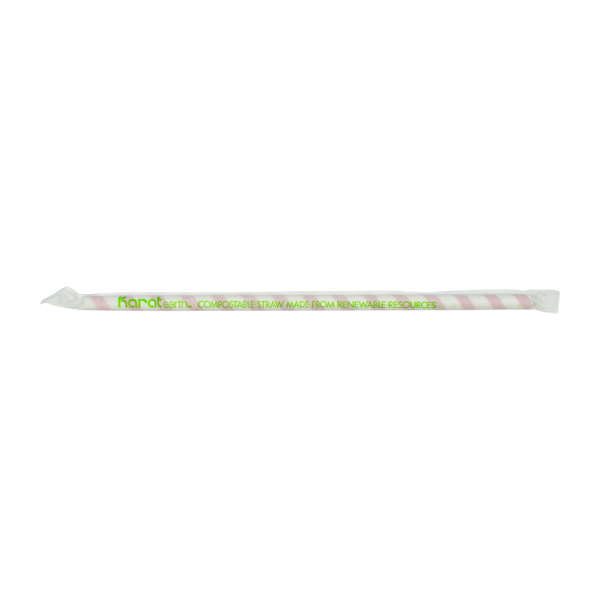 Wholesale 10.25" Eco-Friendly Giant Paper Spiral Straws (7mm) Wrapped - Red & White - 1,200 ct