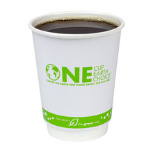 Load image into Gallery viewer, Wholesale 12 oz. Eco-Friendly Insulated Paper Hot Cups - One Cup, One Earth - 90mm - 500 ct
