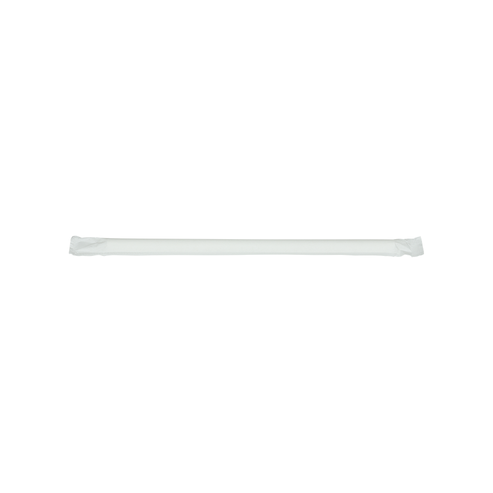 Wholesale 7.75" Giant Paper Straw 7mm Wrapped White 2,000 ct