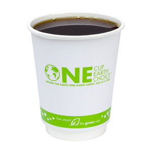 Wholesale 8 oz Eco-Friendly Insulated Paper Hot Cups - One Cup, One Earth - 80mm - 500 ct