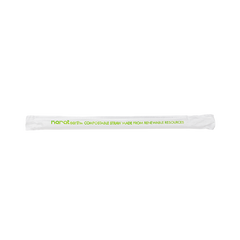Wholesale 9" Eco-Friendly Colossal Straws (10mm) - Clear - Paper Wrapped