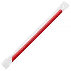 Wholesale 9" Boba Straws (10mm) Poly Wrapped - Red - 1,600 ct