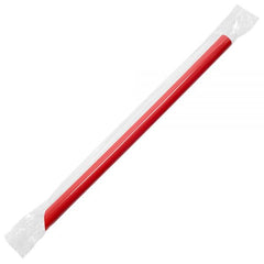 Wholesale 9" Boba Straws (10mm) Poly Wrapped - Red - 1,600 ct