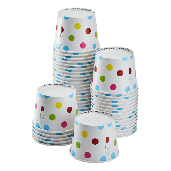 Wholesale  12 oz Multicolor Polka Dot Ice Cream Paper Cups - 1000ct