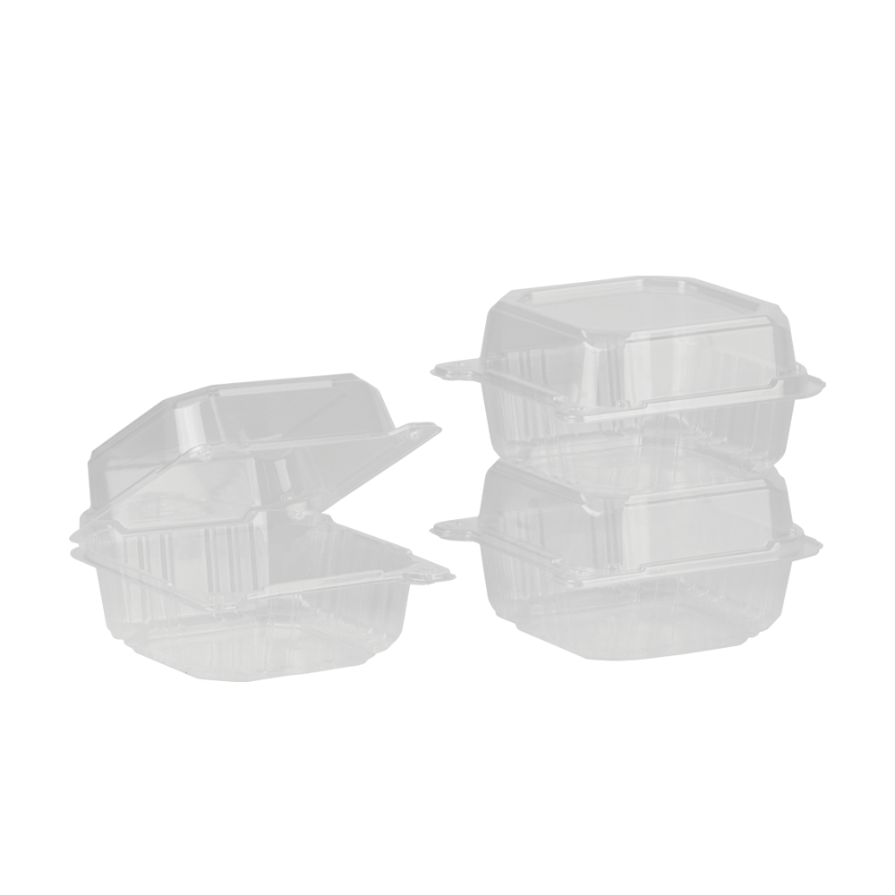 Wholesale 6''x6'' PLA Hinged Containers - 500 ct