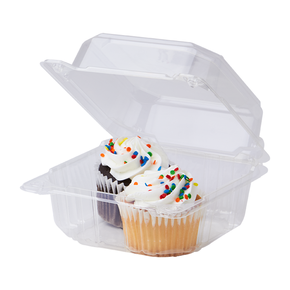 Wholesale 6''x6'' PLA Hinged Containers - 500 ct