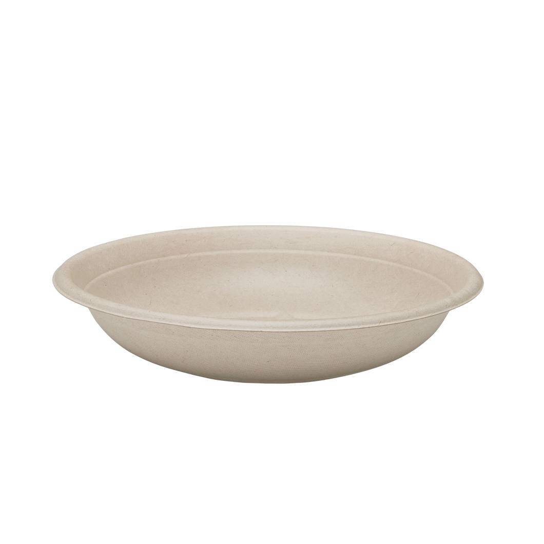 Wholesale 24oz Bagasse Bowl, Round, Natural - 500 ct