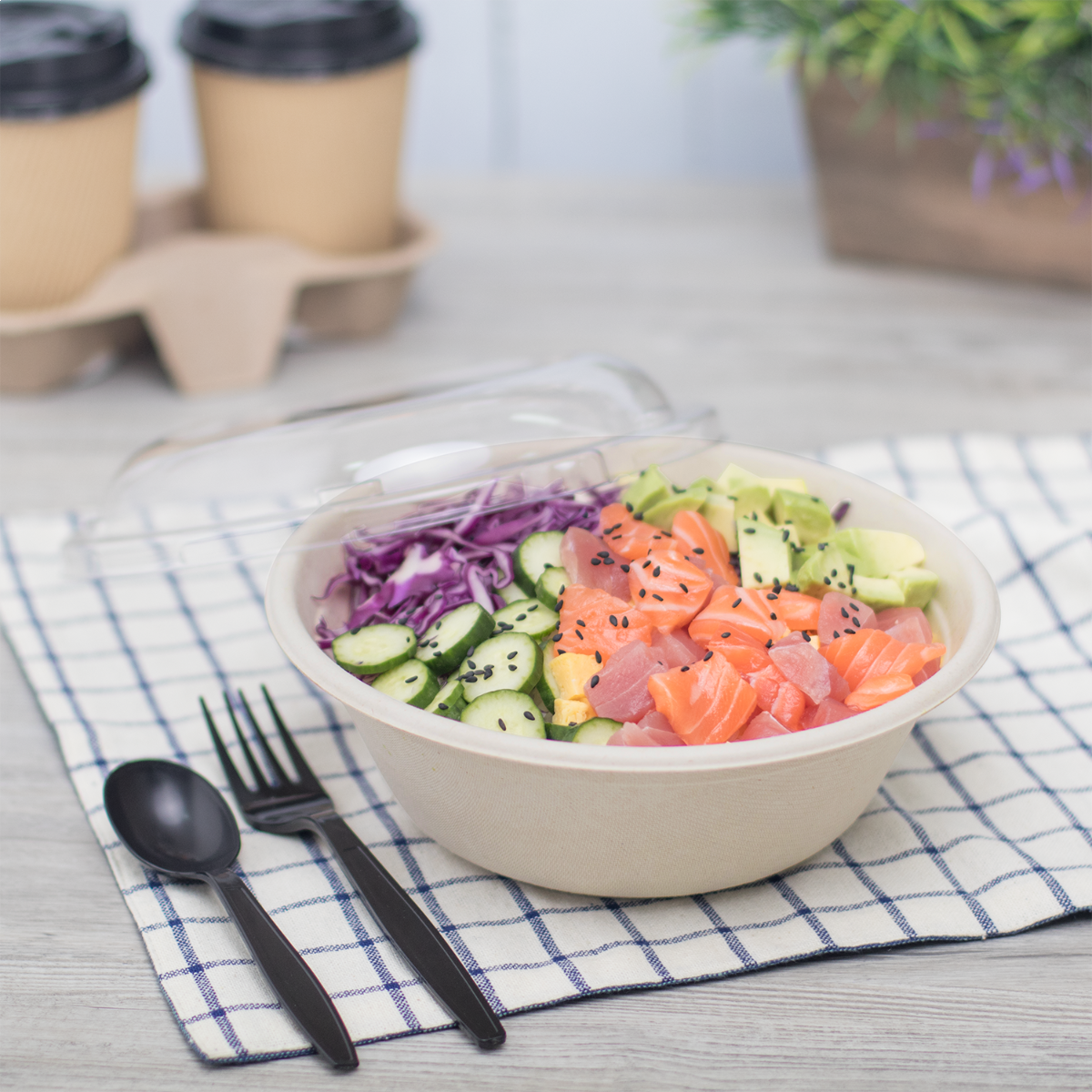 Wholesale PET Dome Lid for 24-40 oz Bagasse Bowl Round - 200 ct