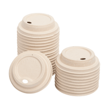 Load image into Gallery viewer, Wholesale Bagasse Sipper Dome Lid for 8 oz. Hot Cup - Natural - 500 ct
