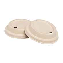 Load image into Gallery viewer, Wholesale Bagasse Sipper Dome Lid for 16 oz Hot Cup Natural - 500 ct
