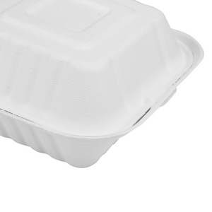 Wholesale 6''x6'' Compostable Bagasse Hinged Containers - 500 ct