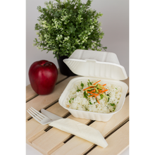 Load image into Gallery viewer, Wholesale 6&#39;&#39;x6&#39;&#39; Compostable Bagasse Hinged Containers - 500 ct
