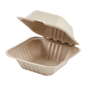 Wholesale 6'' x 6'' Compostable Bagasse Hinged Containers - 500 ct