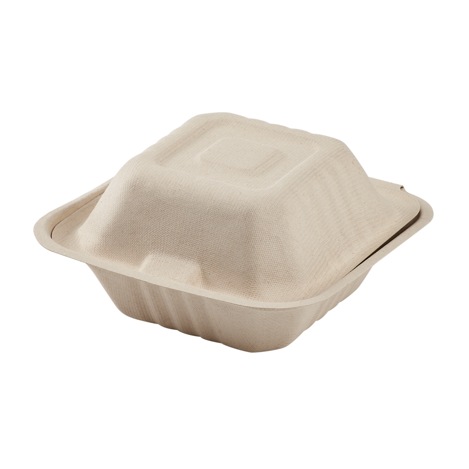 Wholesale 6'' x 6'' Compostable Bagasse Hinged Containers - 500 ct
