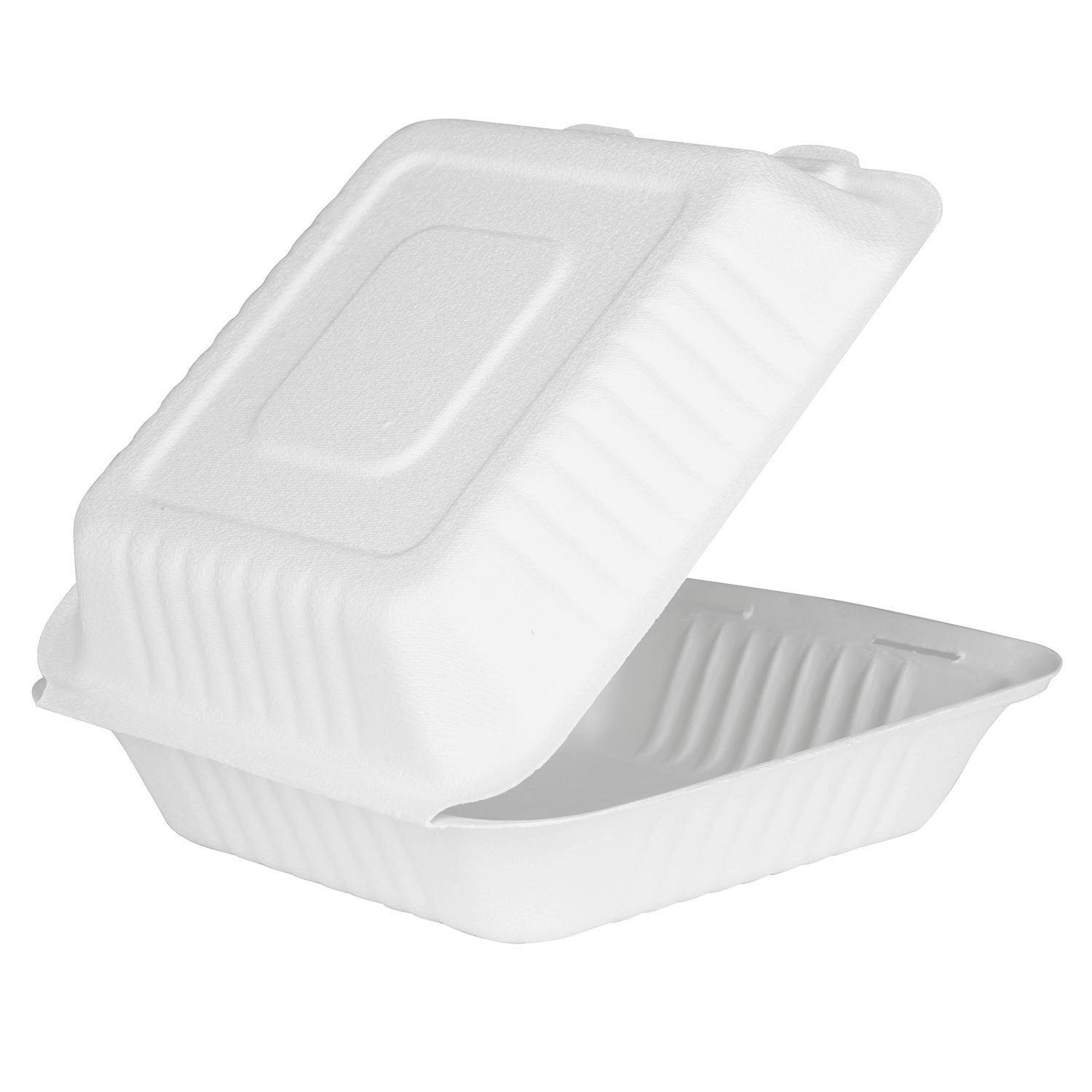 Wholesale 8''x8'' Compostable Bagasse Hinged Containers - 200 ct