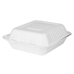 Wholesale 8''x8'' Compostable Bagasse Hinged Containers - 200 ct