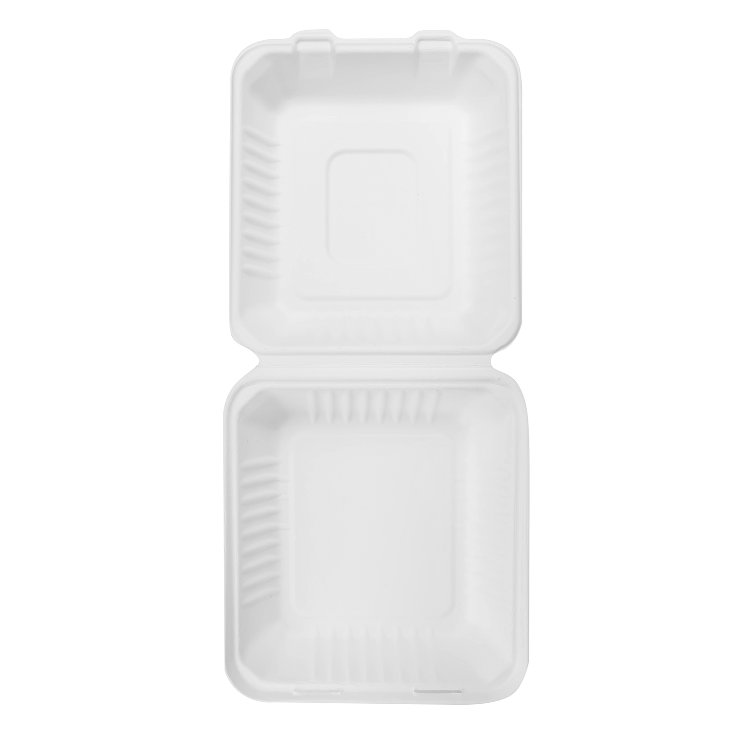 Wholesale 8''x8'' Compostable Bagasse Hinged Containers - 200 ct