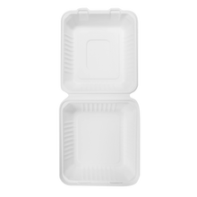 Load image into Gallery viewer, Wholesale 8&#39;&#39;x8&#39;&#39; Compostable Bagasse Hinged Containers - 200 ct
