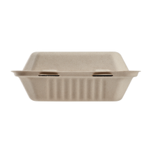 Load image into Gallery viewer, Wholesale 8&#39;&#39; x 8&#39;&#39; Compostable Bagasse Hinged Containers Natural - 200 ct
