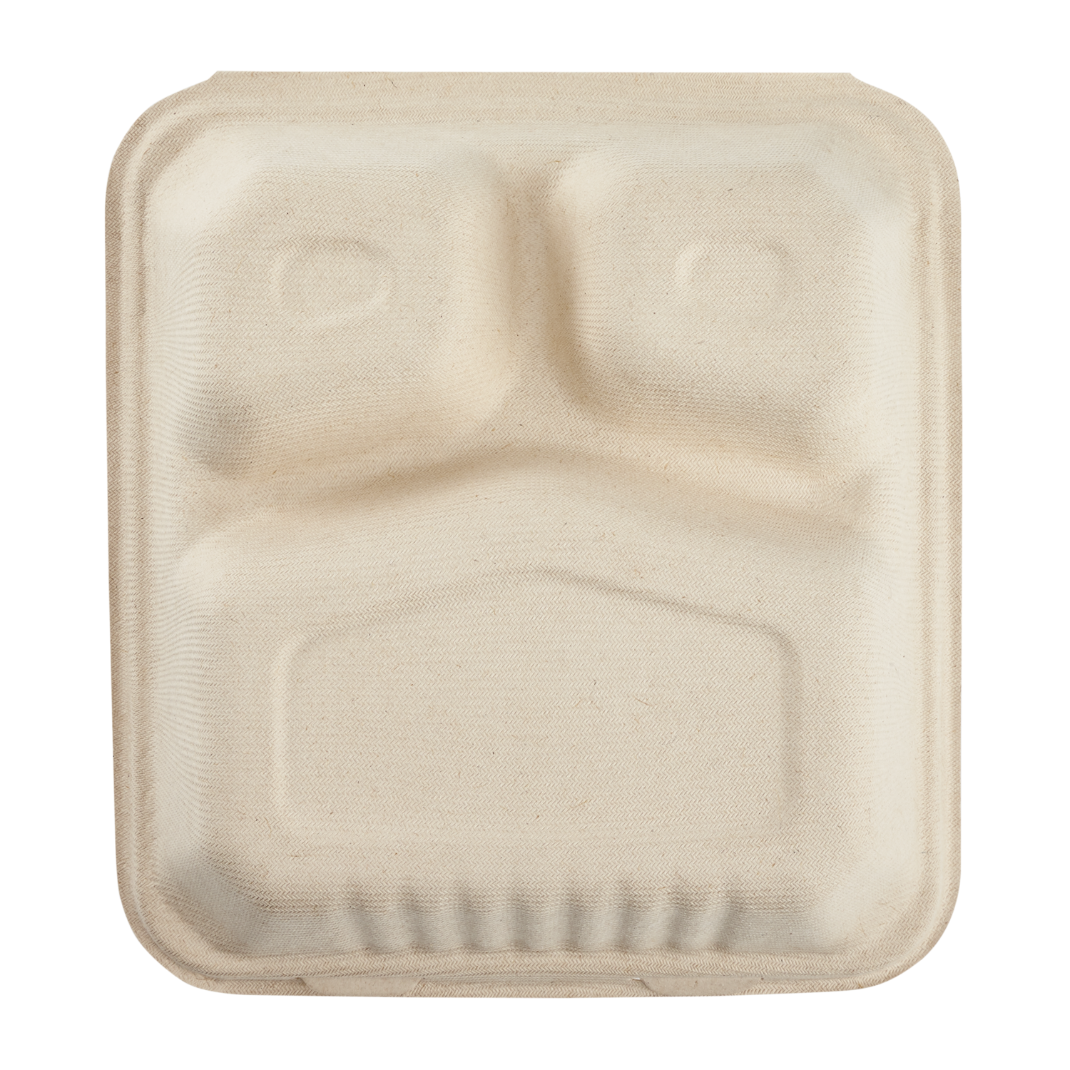 Wholesale 8'' x 8'' Compostable Bagasse Hinged Containers, 3 Compartments - 200 ct