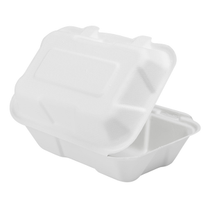 Wholesale 9''x6'' Compostable Bagasse Hinged Containers - 200 ct