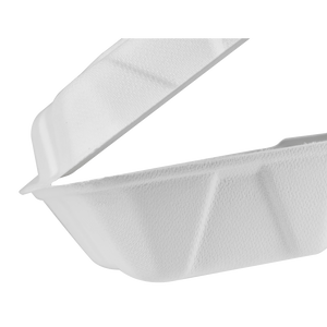 Wholesale 9''x6'' Compostable Bagasse Hinged Containers - 200 ct