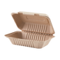 Wholesale 9'' x 6'' Bagasse Hinged Containers, Natural - 200 ct