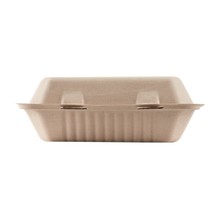 Load image into Gallery viewer, Wholesale 9&#39;&#39; x 6&#39;&#39; Bagasse Hinged Containers, Natural - 200 ct
