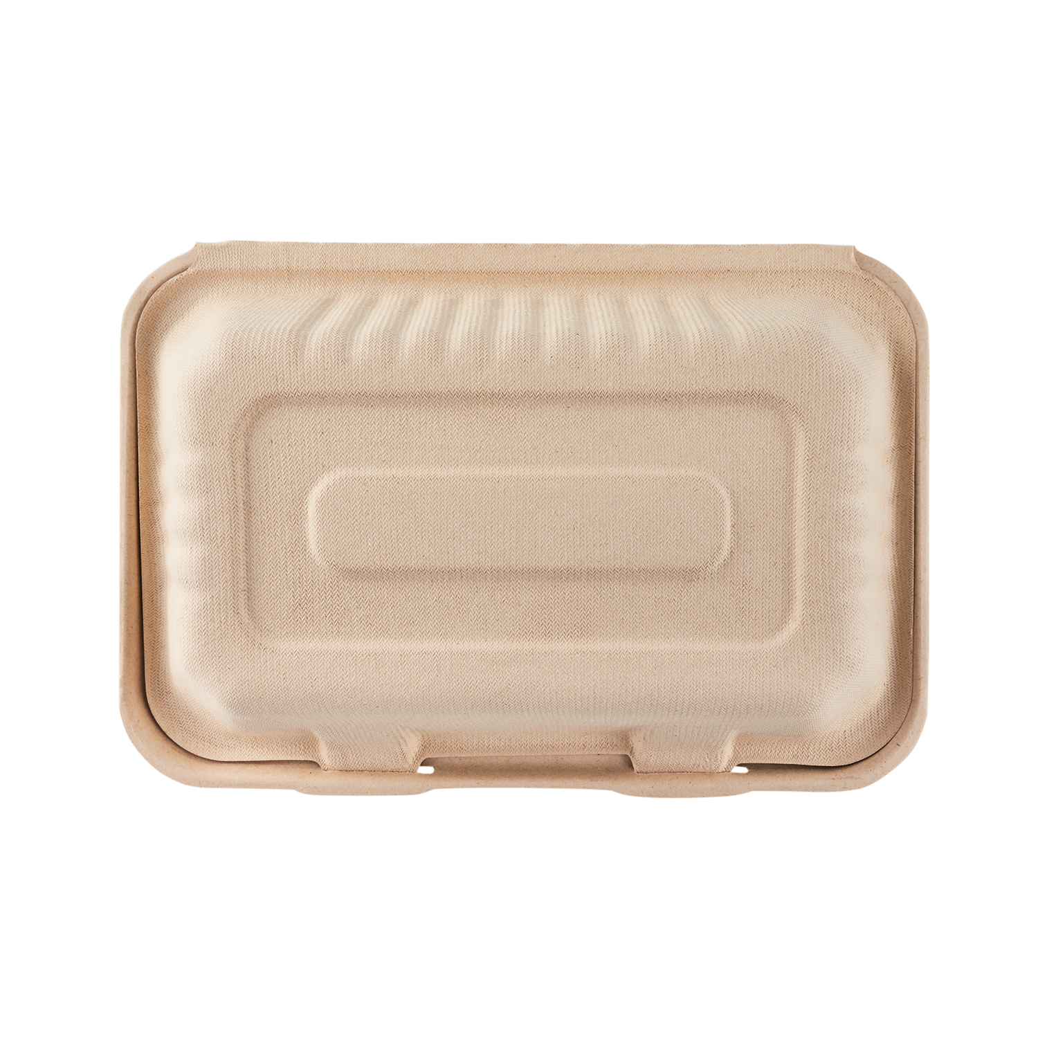 Wholesale 9'' x 6'' Bagasse Hinged Containers, Natural - 200 ct