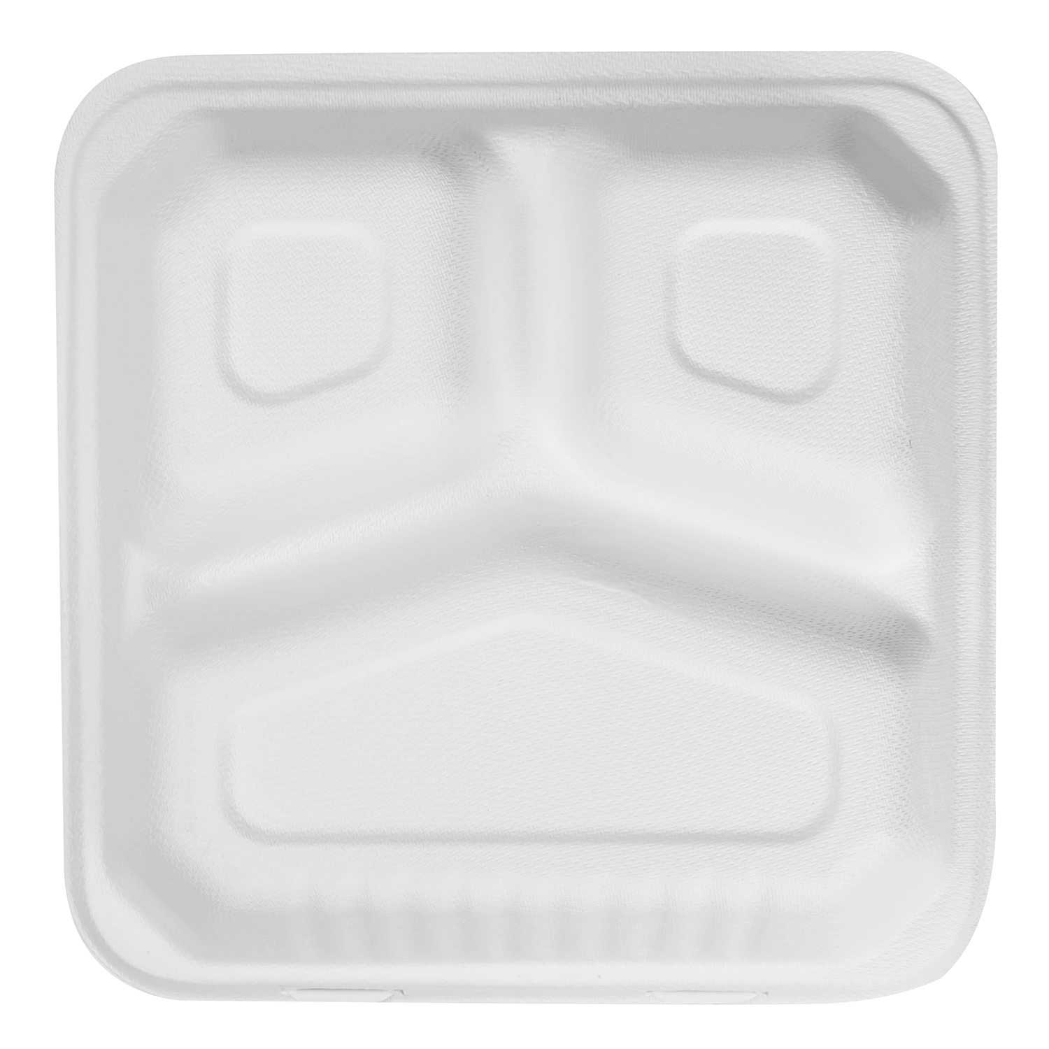 Wholesale 9"x9" Compostable Bagasse Hinged Container 3 Compartments - 200 ct