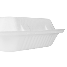 Load image into Gallery viewer, Wholesale 9&quot;x9&quot; Compostable Bagasse Hinged Container 3 Compartments - 200 ct
